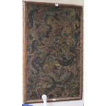 An 18th century Spanish leather painted panel 1290 x 820 cm