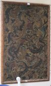 An 18th century Spanish leather painted panel 1290 x 820 cm