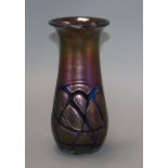A Maltese blue and iridescent glass overlay vase height 19cm