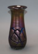 A Maltese blue and iridescent glass overlay vase height 19cm