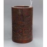 A Chinese bamboo brush pot 13cm high