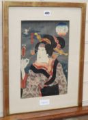 Kunisada, woodblock print, Kabuki actress Richard Nathanson label verso, 35 x 24cm