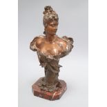 An Art Nouveau bronze of a girl, signed J. Fairo height 38cm