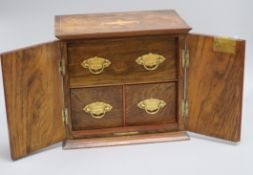 An Edwardian inlaid walnut jewellery casket height 25cm