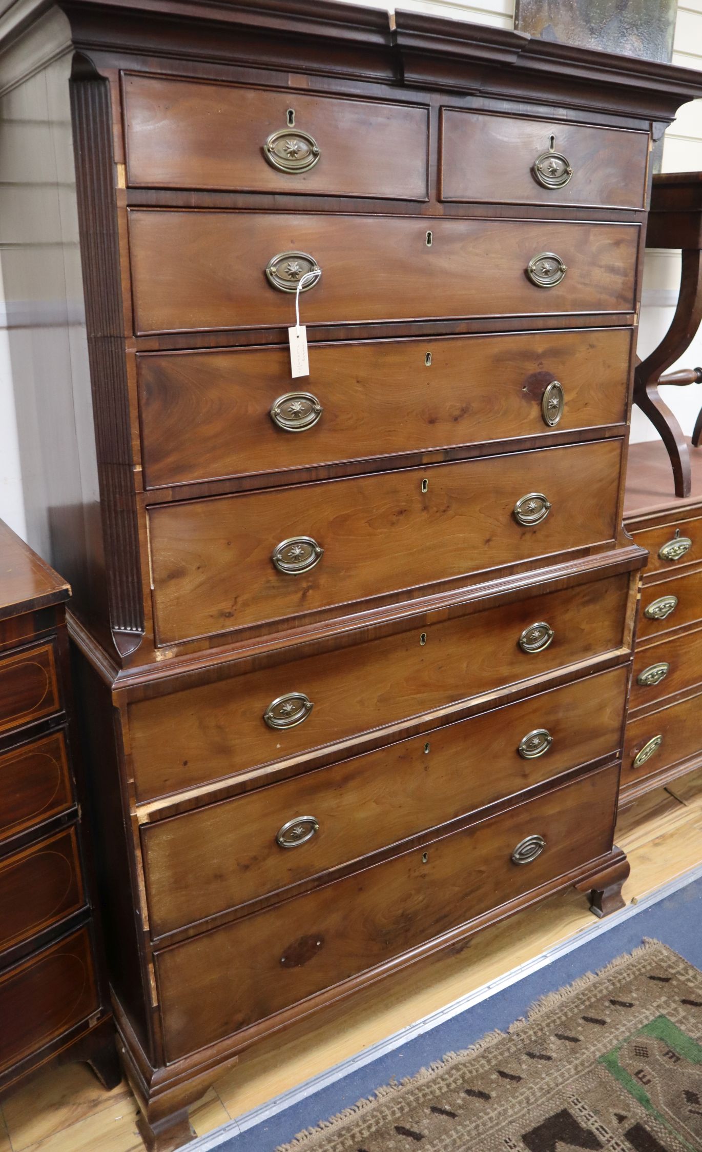 A George III mahogany chest on chest W.110cm