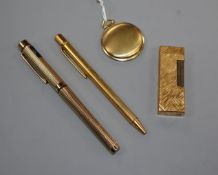 A Cartier pen, Schaeffer pen, Dunhill lighter and Rotary dress pocket watch