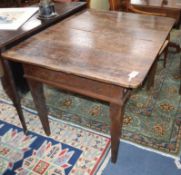 A North European inlaid oak extending dining table W.122cm closed