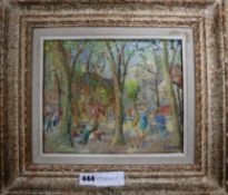 Gustav Mordo, oil on board, Place du Tertier, Paris, signed, 21 x 26cm