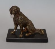 A 19th century bronze model of a dog with articulated jaw/card holder height 17cm