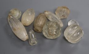 A group of Indian carved rock crystal segments