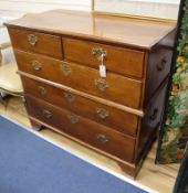 An early 19th century oak two part chest W.109cm