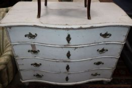 A 19th century Continental painted serpentine commode W.111cm