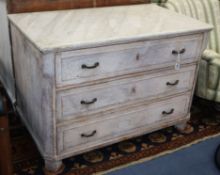 A 19th century painted faux marble top three drawer chest W.104cm