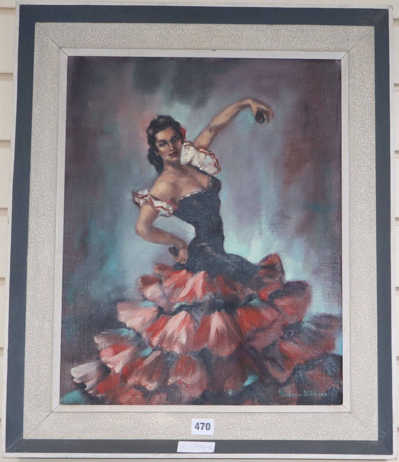 Gudrun Sibbens, oil on canvas board, Flamenco dancer, signed, 50 x 40cm