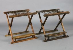 A pair of Chinese huali wood folding stools, 19th century