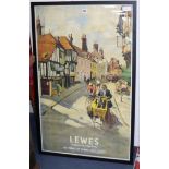 A framed Lewes British Railways poster