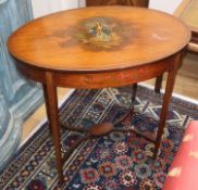 An Edwardian painted oval occasional table W.75cm