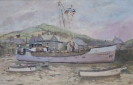 Hugh Boycott Brown (1909-1990)oil on boardTrawler and fishing boats at low tideinitialled25 x 39cm