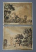 18th century English School, ink and watercolours, Views of Charlton and In Windsor Park, 12 x 15cm,