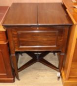 An Edwardian metamorphic drinks table (lacking fitments) W.60cm