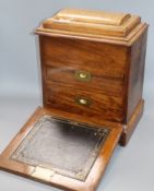 A Victorian walnut work box height 37cm