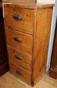 A small Victorian four drawer pine chest Height 80cm
