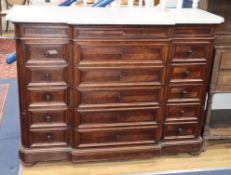 A 19th century French rosewood breakfront commode stamped Grohe, Paris W.147cm