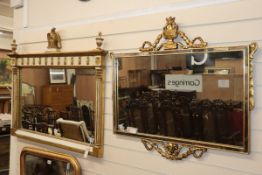 A painted and parcel-gilt overmantel mirror and another gilt mirror W.99cm