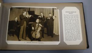 A BBC broadcast album containing monochrome portrait cards