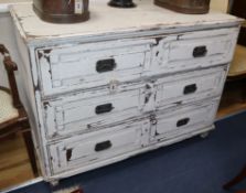 A 19th century Continental painted three drawer commode W.122cm