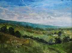 Colin Merrin (1952-), oil on board, 'View from Ditchling Beacon', initialled CM, 44 x 59cm