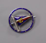 An American white metal and enamel yacht club badge, 20mm.