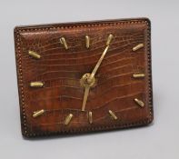 An Art Deco Hermes style leather eight day clock