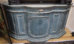 An Italian painted bowfront side cabinet W.180cm