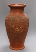 A Japanese Tokoname terracotta baluster vase height 47cm