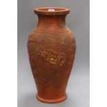 A Japanese Tokoname terracotta baluster vase height 47cm