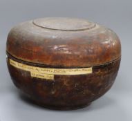 A 19th century Tibetan monk's lacquer wood bowl and cover (Phorwa)Provenance - The Pestalozzi