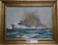 Oscar Parkes (1885-1958), oil on board, 'British Battleships', signed and dated 1931, 24 x 34cm