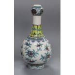 A Chinese doucai garlic neck vase, Qianlong mark but Republic period, H. 21cm,Provenance - The