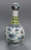 A Chinese doucai garlic neck vase, Qianlong mark but Republic period, H. 21cm,Provenance - The