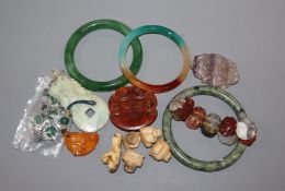 A group of Chinese stone carvings including jadeite, agate, rock crystal, etc.