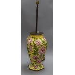 A French yellow ground poppy lamp base