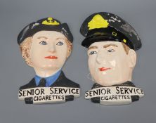 A pair of Staffordshire Senior Service cigarette advertising wall plaques