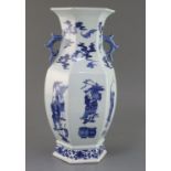 A Chinese blue and white hexagonal 'immortals' vase H. 41cm
