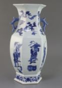 A Chinese blue and white hexagonal 'immortals' vase H. 41cm