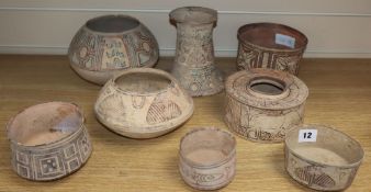 Eight pieces of Indus Valley pottery tallest 15.5cm