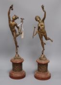 A pair of bronze figures of Fortuna and Mercury height 58cm