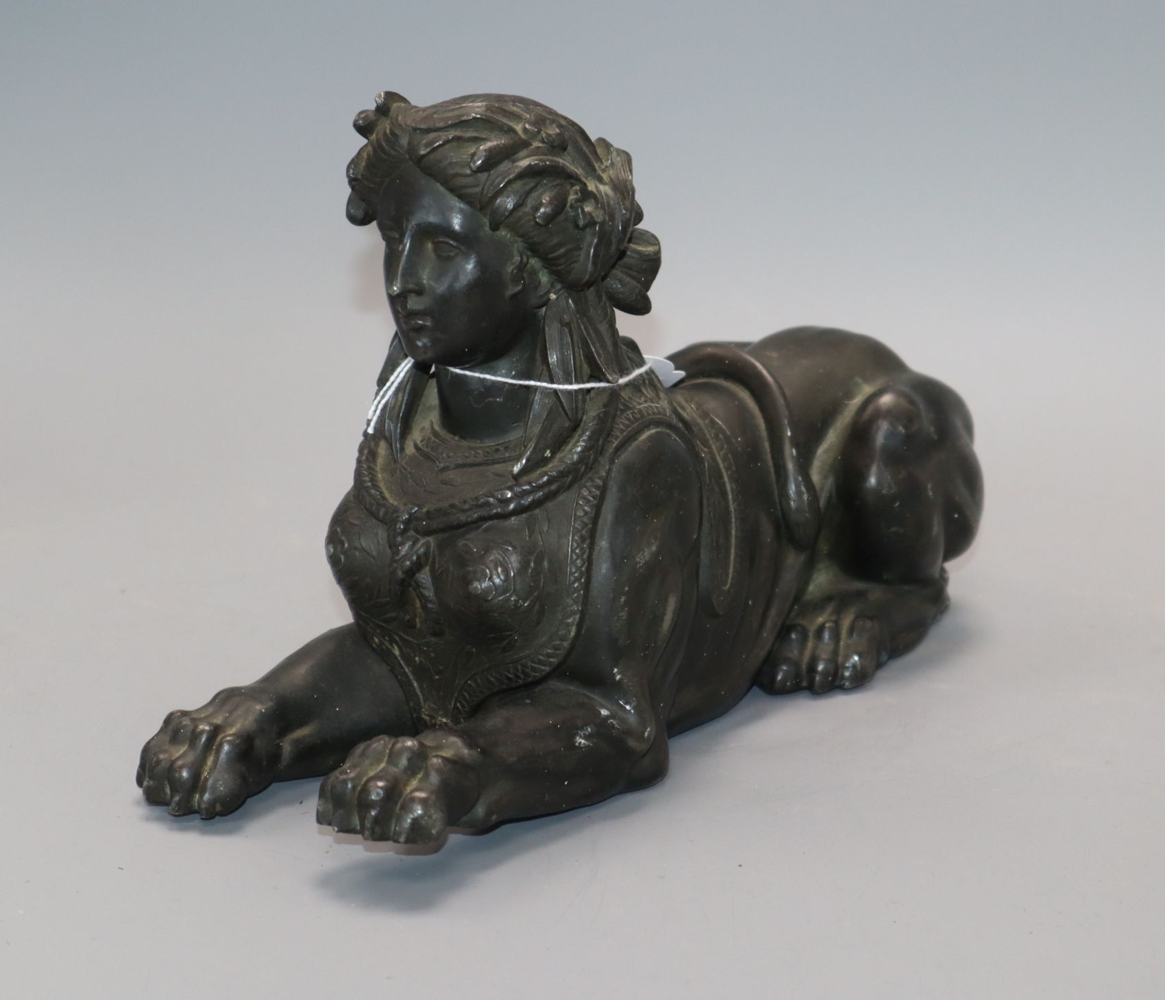 A 19th century spelter sphinx