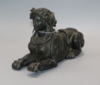 A 19th century spelter sphinx