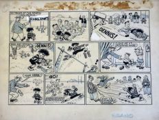 David "Davey" Law (1908-1971). Dennis the Menace: An original blue crayon and ink cartoon